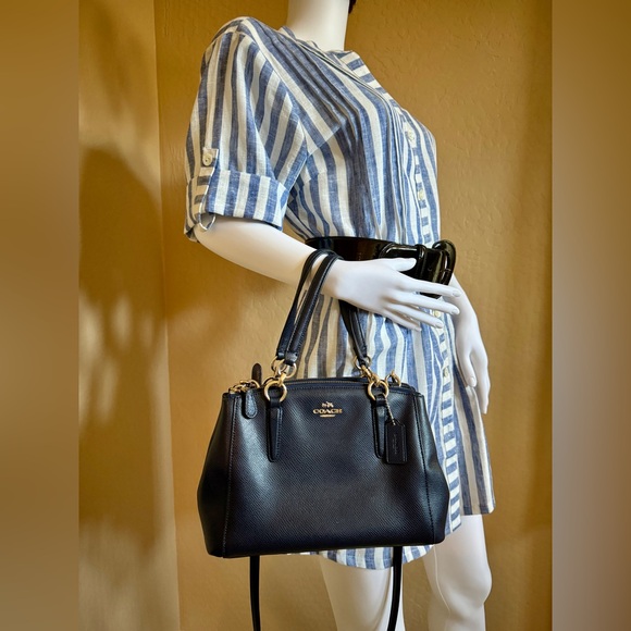 Coach 2-way Leather Bag Pre-loved Very Good Condition Deep Blue Color